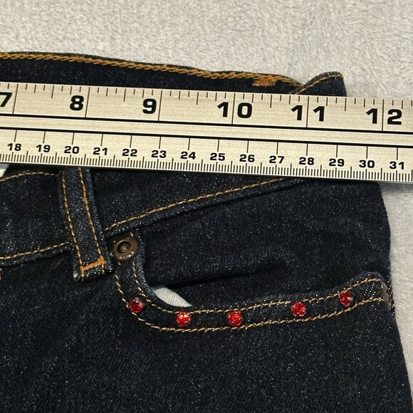 Girls Bootcut Jeans Sz 10 Dark Wash Rhinestone Pockets Denim Y2K Z Cavaricci - Picture 3 of 12
